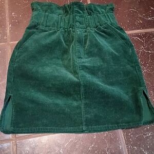 Shinestar Green Corduroy Paperbag Mini Skirt Size S
